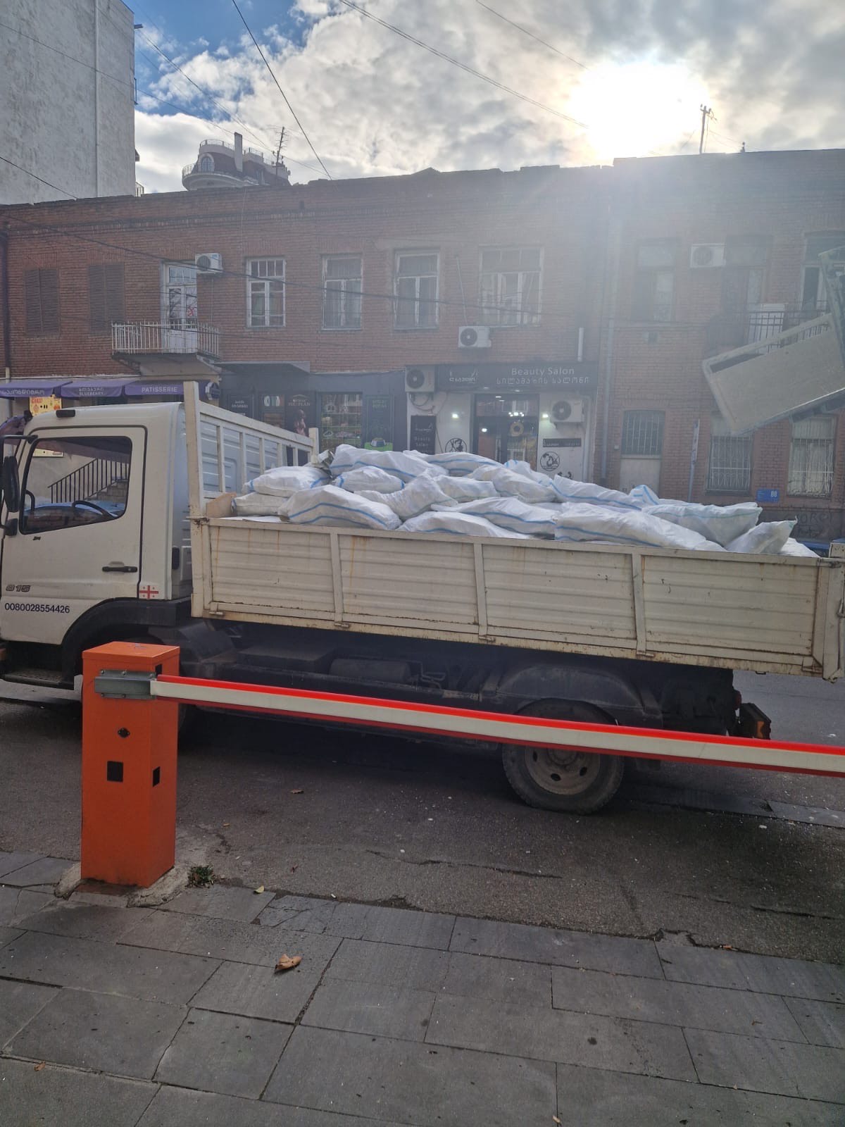 Loaded truck with materials